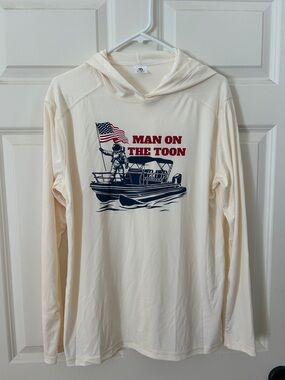 Man On The Toon Cream Hooded Long-Sleeve Shirt